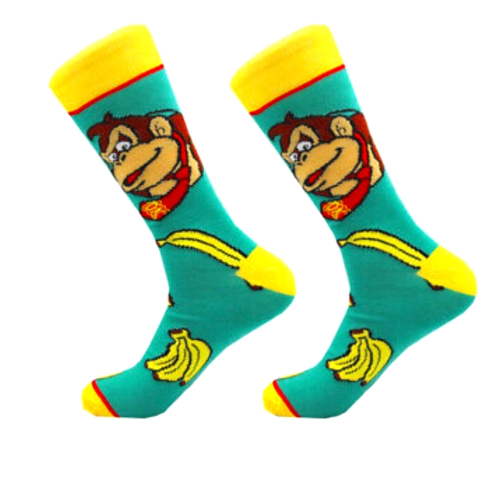 Donkey Kong Gorilla Novelty Socks Size 6-12 Unisex Crew NWOT